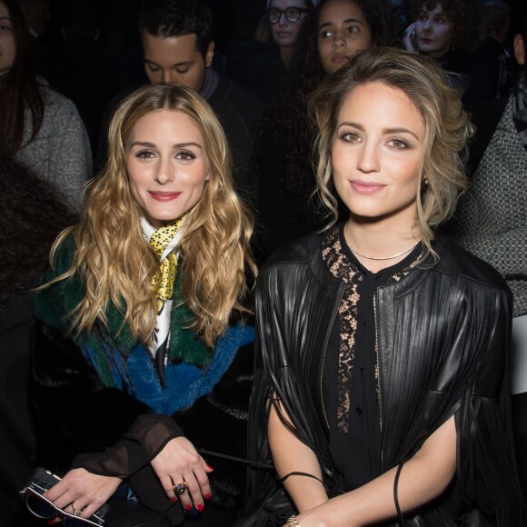 Olivia Palermo et Dianna Agron assistent au défilé Elie Saab à l'Espace Éphémère, au Jardin des Tuileries. Paris, le 5 mars 2016.