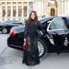 Eva Longoria arrive au Grand Palais pour assister au defilé Shiatzy Chen. Paris, le 8 mars 2016.