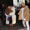 Kim Kardashian, son mari Kanye West et leur fille North à New York le 14 février 2016.