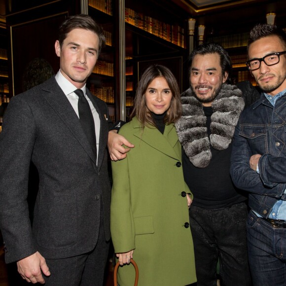 Charlie Siem, Miroslava Duma (Mira Duma), Melvin Chua et Hidetoshi Nakata, lors du dîner Lewis Hamilton et Melvin Chua à La Réserve à Paris, le 07/03/2016