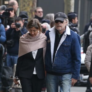 Ingrid Betancourt, le chanteur Renaud aux Obsèques de Michel Delpech en l'église Saint-Sulpice à Paris, le 8 janvier 2016.