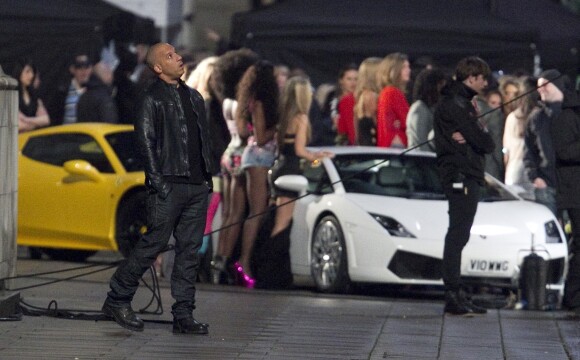 Exclusif - Vin Diesel sur le Tournage de 'Fast and Furious 6' à Londres le 23 Septembre 2012.
