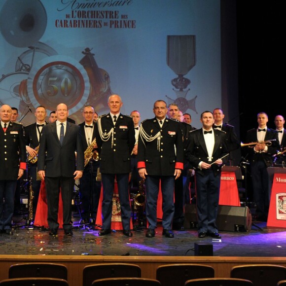 Le prince Albert II de Monaco assistait le 16 mars 2016 à l'Auditorium National Rainier III à un concert pour le 50e anniversaire de l'Orchestre des Carabiniers du prince, au profit de l'Association Baby et Népal et de l'Association Adrien. © Bruno Bebert/Bestimage
