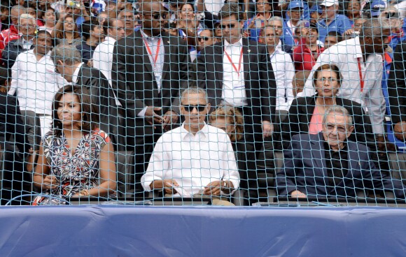 Barack Obama et Michelle avec Raul Castro à La Havane, le 22 mars 2016