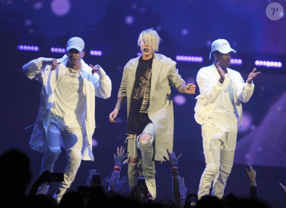Justin Bieber en concert au Staples Center pour le Purpose World Tour. Los Angeles, le 20 mars 2016.