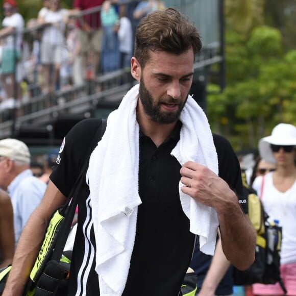 Benoit Paire et la chanteuse Shy'm durant l'Open de Miami, le 25 mars 2016.