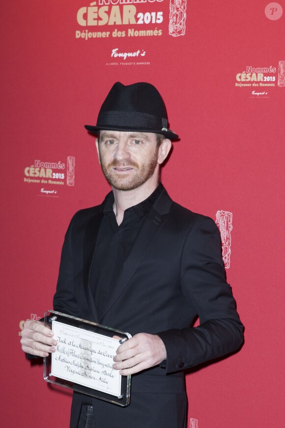 Mathias Malzieu, nommé dans la catégorie Meilleur Film d'Animation pour le film "Jack et la mécanique du coeur"- Déjeuner des nommés aux César 2015 au Fouquet's à Paris, le 7 février 2015.