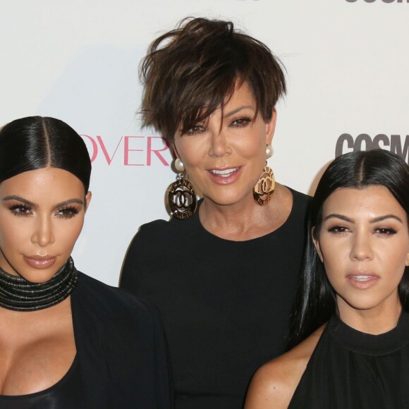 Kourtney Kardashian, Kris Jenner, Kim Kardashian enceinte à la soirée du 50ème anniversaire de la revue féminine ‘Cosmopolitan' à West Hollywood, le 12 octobre 2015