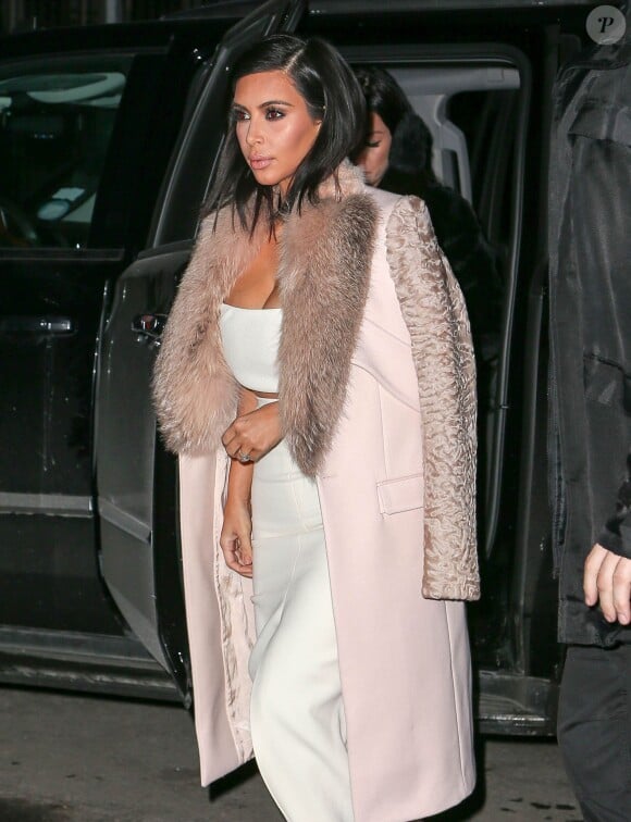 Kim Kardashian et ses soeurs Khloe Kardashian et Kendall Jenner se rendent à une soirée à New York, le 10 février 2015.