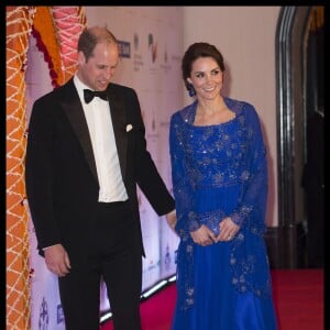 Le prince William et la duchesse Catherine de Cambridge (en Jenny Packham) au Taj Palace Hotel à Mumbai le 10 avril 2016 lors d'un gala organisé par la British Asian Foundation, avec la participation de nombreuses stars de Bollywood, au premier jour de leur visite officielle en Inde. © Stephen Lock/i-Images via ZUMA Wire / Bestimage