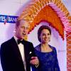 Le prince William et la duchesse Catherine de Cambridge (en Jenny Packham) au Taj Palace Hotel à Mumbai le 10 avril 2016 lors d'un gala organisé par la British Asian Foundation, avec la participation de nombreuses stars de Bollywood et personnalités indiennes influentes.
