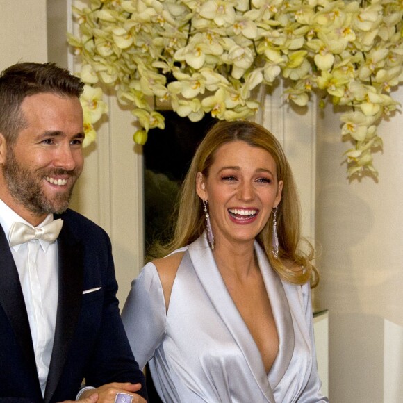 Ryan Reynolds et Blake Lively au dîner d'état en l'honneur du premier ministre canadien à la Maison Blanche à Washington le 10 mars 2016 