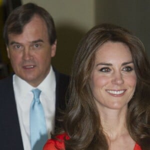 Kate Middleton, duchesse de Cambridge, en robe Beulah London le 16 avril 2016, lors de sa visite officielle en Inde et au Bhoutan (10-16 avril) avec le prince William