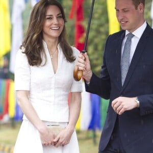 Kate Middleton, duchesse de Cambridge, en Alexander McQueen le 16 avril 2016, lors de sa visite officielle en Inde et au Bhoutan (10-16 avril) avec le prince William