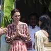 Kate Middleton, duchesse de Cambridge, en robe Topshop le 13 avril 2016, lors de sa visite officielle en Inde et au Bhoutan (10-16 avril) avec le prince William