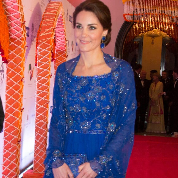 Kate Middleton, duchesse de Cambridge, en robe Jenny Packham le 10 avril 2016, lors de sa visite officielle en Inde et au Bhoutan (10-16 avril) avec le prince William