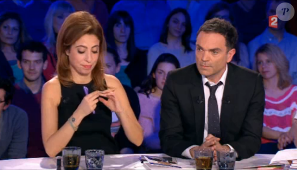 Léa Salamé et Yann Moix, dans On n'est pas couché sur France 2, le samedi 16 avril 2016.