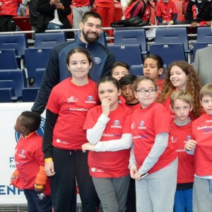 Exclusif - Nikola Karabatic, Vincent Rouaix (Président-directeur général de GFI Informatique), Noom Diawara, Nasser Al-Khelaïfi, Daniel Narcisse - Première journée des enfants au stade Pierre-de-Coubertin à Paris, le 19 avril 2016 © Rachid Bellak/Bestimage