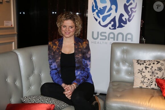 Kim Clijsters lors d'une conférence de presse pour les complèments alimentaires USANA à l'hôtel W à Paris, le 6 avril 2013.