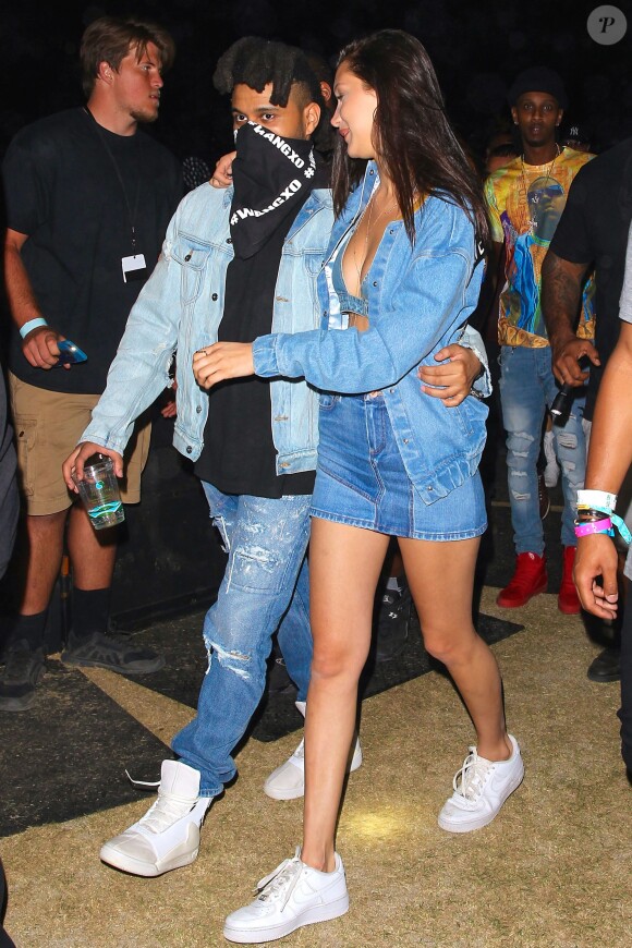 The Weeknd et Bella Hadid au festival de Coachella. Indio, le 16 avril 2016.