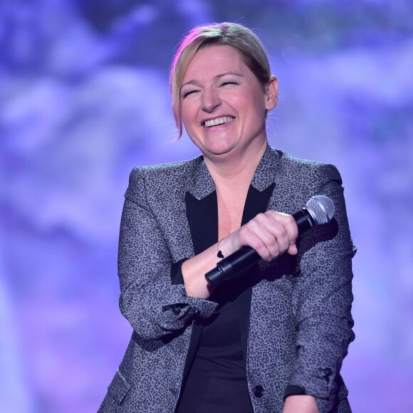 Exclusif - Anne-Elisabeth Lemoine - Enregistrement de l'émission "La Télé Chante Pour le Sidaction" aux théâtre des Folies Bergère à Paris. Le 11 mars 2015.