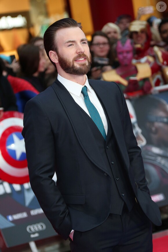Chris Evans lors de la première de Captain America: Civil War au Vue Westfield, Londres, le 26 avril 2016.