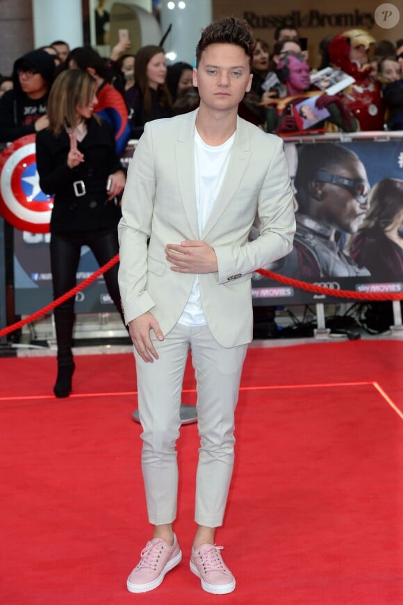 Conor Maynard lors de la première de Captain America: Civil War au Vue Westfield, Londres, le 26 avril 2016.