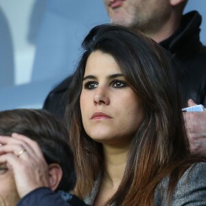 Karine Ferri - People au match de football "PSG - Rennes" au Parc des Princes à Paris. Le 29 avril 2016 © Cyril Moreau / Bestimage