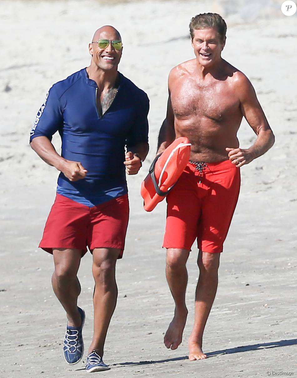 Exclusif David Hasselhoff Dwayne Johnson Et Zac Efron Sur Le Tournage De Baywatch à 