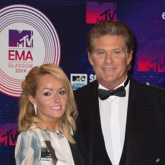 Hayley Roberts et David Hasselhoff arrivent aux MTV Europe Music Awards 2014 à "The Hydro" le 9 Novembre 2014 à Glasgow, Ecosse.
