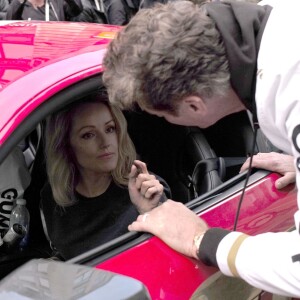 David Hasselhoff et sa compagne Hayley Roberts à l'arrivée du rallye Gumball 3000 à Londres le 2 mai 2016.