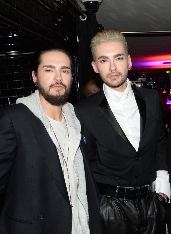 Exclusif - Le groupe Tokio Hotel (Bill Kaulitz, Tom Kaulitz) à la Soirée Mercedes Love Fashion week au Vip Room à Paris le 10 mars 2015.