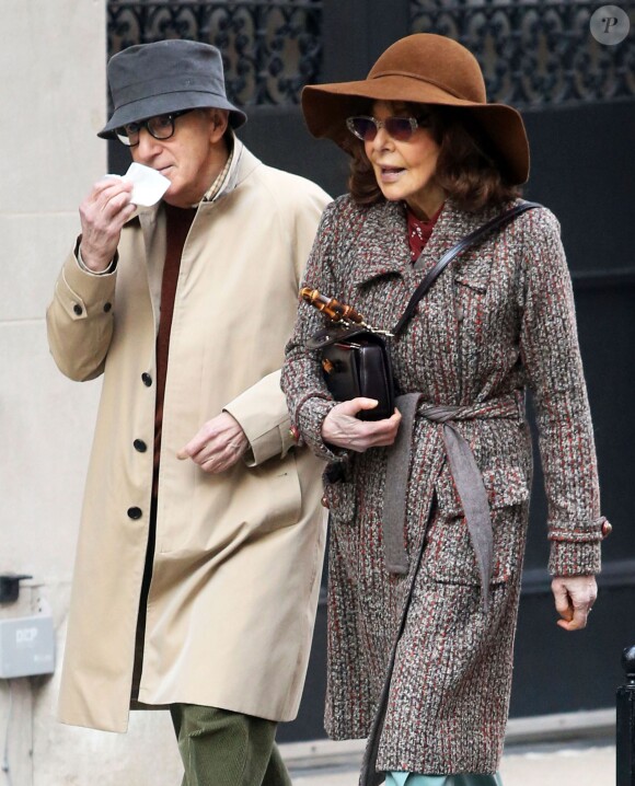 Woody Allen et Elaine May sur le tournage de son dernier film (The Woody Allen Amazon Project) à New York, le 7 mars 2016