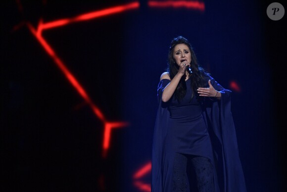 Susana Jamaladinova, alias Jamala (Ukraine), lors de la finale du concours de l'eurovision 2016 à Stockholm le 14 mai 2016.