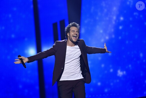 Amir Haddad, représentante de la France à la finale du concours de l'Eurovision 2016 à Stockholm le 14 mai 2016.
