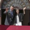 Le roi Felipe VI et la reine Letizia d'Espagne en visite à Villanueva de los Infantes le 18 mai 2016.