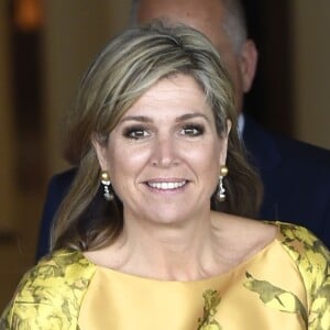 La reine Maxima des Pays-Bas arrive au premier anniversaire de la Fédération des fonds de pension au forum de La Haye le 17 mai 2016, le jour de son 45e anniversaire.