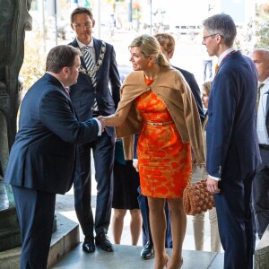 La reine Maxima des Pays-bas arrive à la conférence internationale du climat "Adaptation Futures 2016" à Rotterdam le 11 mai 2016.