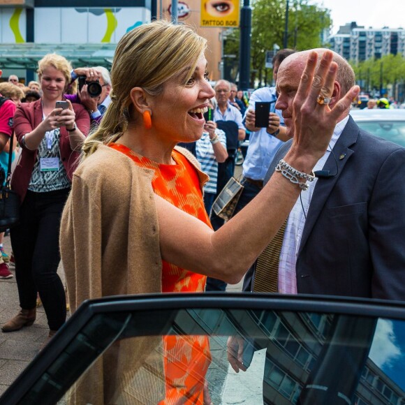 La reine Maxima des Pays-bas arrive à la conférence internationale du climat "Adaptation Futures 2016" à Rotterdam le 11 mai 2016.