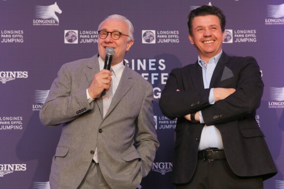 Alain Ducasse, Frédéric Vardon - Conférence de presse de la 3ème édition du "Longines Paris Eiffel Jumping" au café de l'Homme à Paris, le 24 mai 2016.