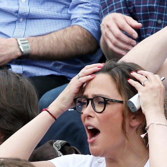 Sandrine Quétier - People dans les tribunes des Internationaux de France de tennis de Roland Garros à Paris. Le 25 mai 2016. © Dominique Jacovides / Bestimage