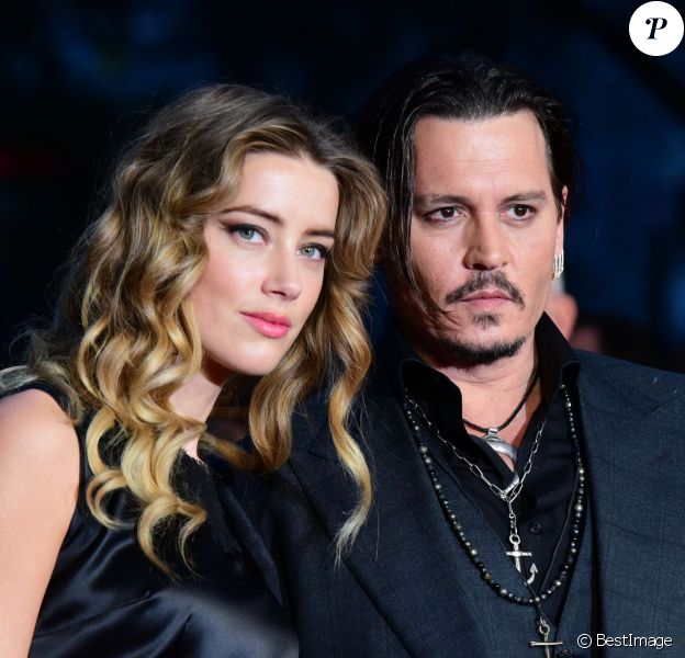 Johnny Depp et sa femme Amber Heard - Avant-première du film "Black Mass" lors du Festival BFI à Londres, le 11 octobre 2015. 11