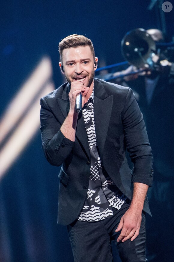 Justin Timberlake en répétitions lors du concours de l'Eurovision à Stockholm. Le 13 mai 2016
