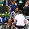 Jo-Wilfried Tsonga abandonne à cause d'une blessure au troisième tour des Internationaux de France de tennis à Roland Garros à Paris, le 28 mai 2016. © Dominique Jacovides/Bestimage