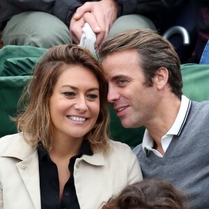 Shirley Bousquet et son compagnon Charles Watine - People dans les tribunes de Roland Garros le 31 mai 2016. © Dominique Jacovides / Bestimage