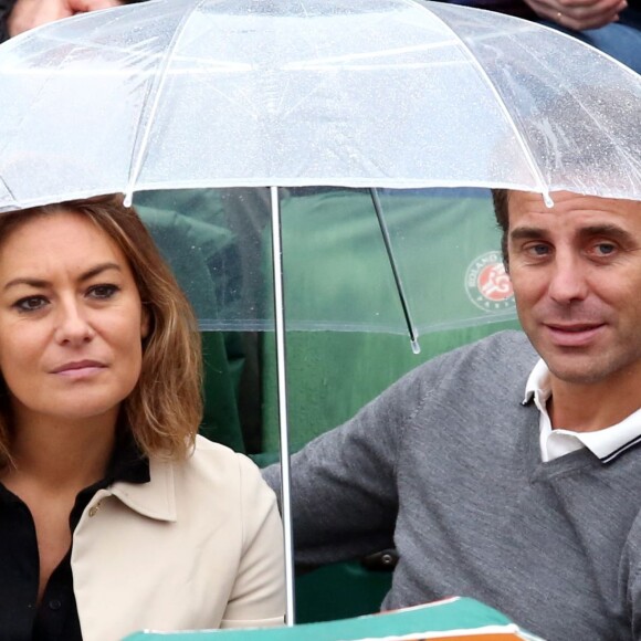 Shirley Bousquet et son compagnon Charles Watine - People dans les tribunes de Roland Garros le 31 mai 2016. © Dominique Jacovides / Bestimage