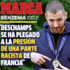 Karim Benzema à la une de Marca le 1er juin 2016 : il y dénonce une partie raciste de la France sous la pression de laquelle Didier Deschamps aurait cédé en ne le sélectionnant pas pour l'Euro 2016.
