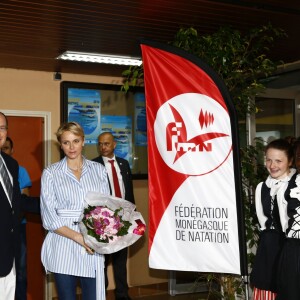 La princesse Charlene de Monaco a assisté aux finales du XXXIVe Meeting Mare Nostrum à la piscine du Stade Louis II le 5 juin 2016. © Claudia Albuquerque/Bestimage