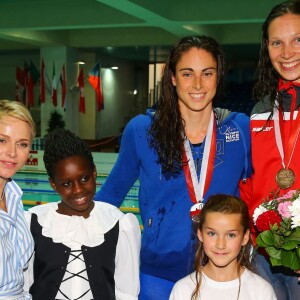 La princesse Charlene et le prince Albert II de Monaco ont assisté aux finales du XXXIVe Meeting Mare Nostrum à la piscine du Stade Louis II le 5 juin 2016. © Olivier Huitel/Pool Monaco/Bestimage