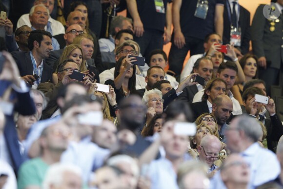 Luis Figo avec sa femme Helen Swedin et Richard Gere avec sa compagne Alejandra Silva - Célébrités dans les tribunes lors de la finale de la ligue des champions remportée par le Real Madrid aux tirs aux buts à Milan le 28 mai 2016